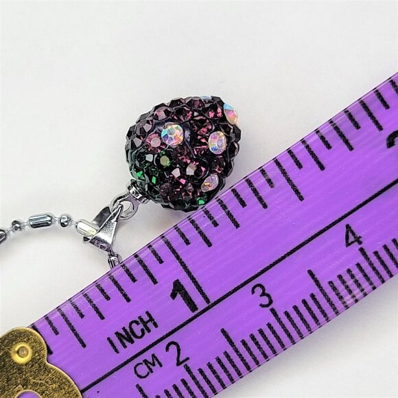Heart Style Purple and Green Crystal Rhinestones Pendant Necklace - Picture 7 of 7